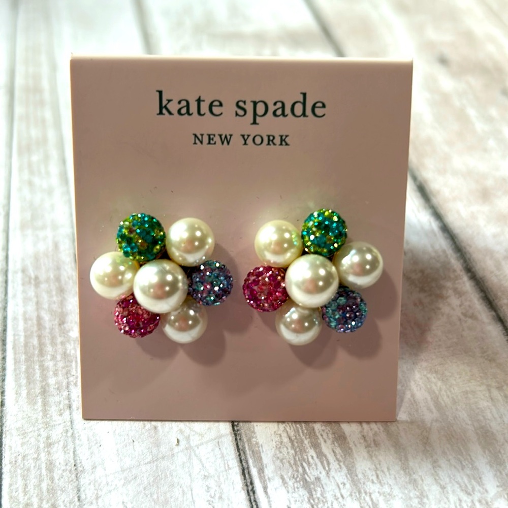 Kate Spade Pearl Power Multicolor Flower Post Earrings NWT
